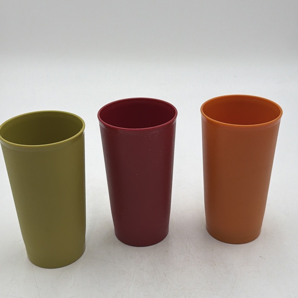 Lot of 3 Vintage Tupperware Cups Tumblers Glasses 12oz 873-18 873-37 873-41